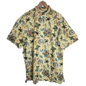 Yiume Shirt Men's XXXL Hawaiian Button Up Short Sleeve‎ Skulls Nautical